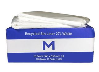 Office Bin Liner Medium 27L White