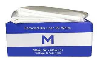 Office Bin Liner Large 36L White