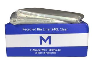Large Wheelie Bin Liner 240L Clear