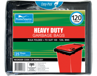 PrimeSource' 120L  Garbage Bags, Pack, Bulk Folded - Castaway