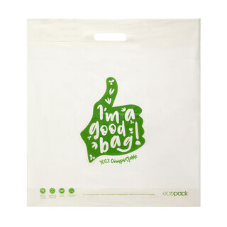 Punched Handle Bag Compostable Large 50x54cm- Ecobags - Pack or Carton
