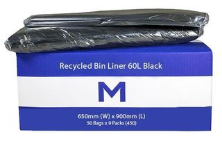 Rubbish Bag Bin Liner 60L Black - Matthews