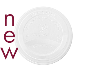 89mm CPLA hot cup lid (fits 10-20oz cups) - Vegware - Pack 50