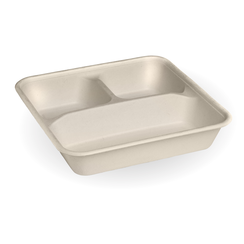 3-Compartment Natural Large BioCane Takeaway Base - BioPak