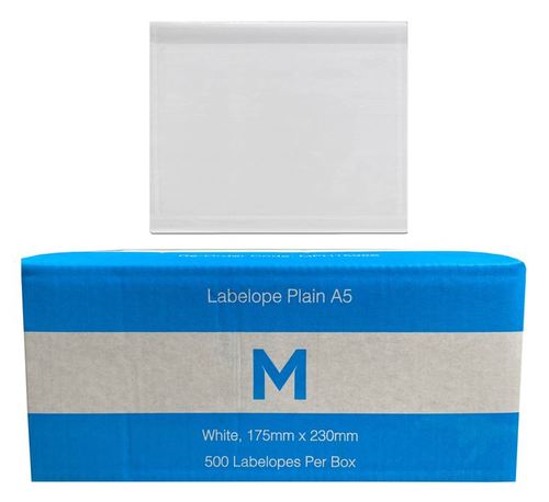 Adhesive Labelope Plain A5 - White, 175mm x 230mm - Matthews
