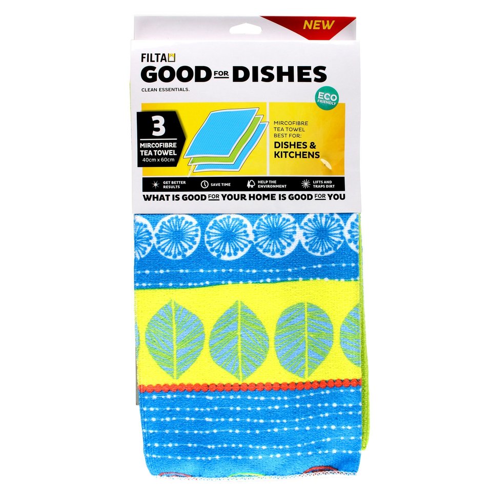 Filta Microfibre Tea Towel Sea 3 Pack (40cm X 60cm) - Filta