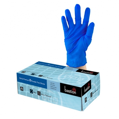 Nitrile Premium Blue P/F Gloves Large - Bastion