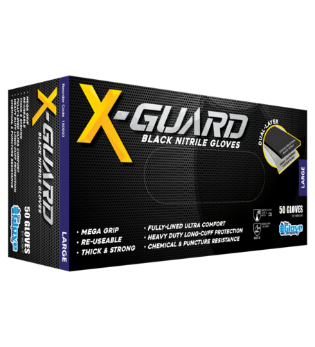 X-GUARD Black Nitrile Gloves MEDIUM - TGC