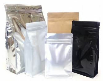 Flat Bottom with Zipper Food Pouch 500g White Shiny 150x80x255mm Carton 500