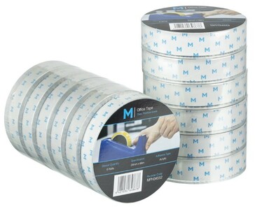 Acrylic Office Tape - Clear, 24mm x 66m x 45mu, 76.2mm Core *Large Core - Matthews