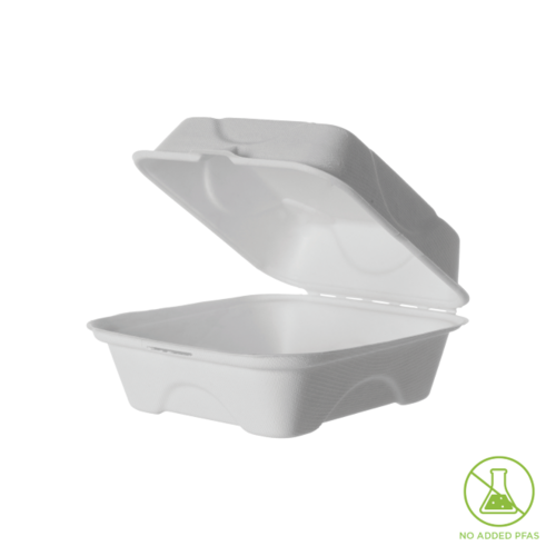 Sugarcane Clamshell, 6x6x3in White 150 x 150 x 75 - Detpak