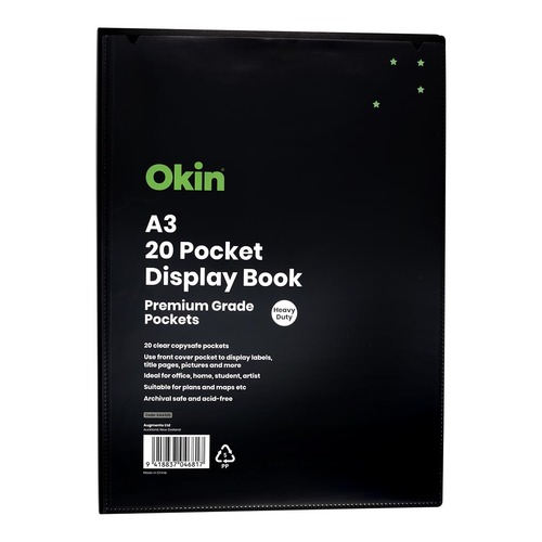 Okin Insert Display Book A3 20 Pocket Black