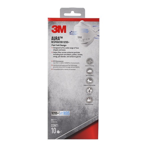 3M Aura Respirator 9205+, Pack of 10