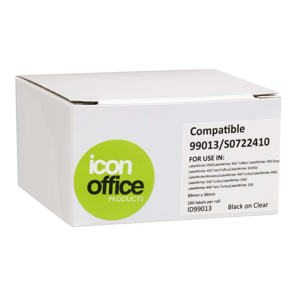 Icon Compatible Dymo LW Shipping Labels 89x36mm Clear 260 Labels