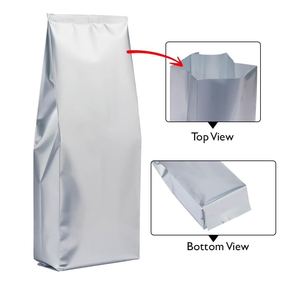 Central Seal-Side Gusset Pouch Matt Silver 3kg No zip No Valve Carton 250