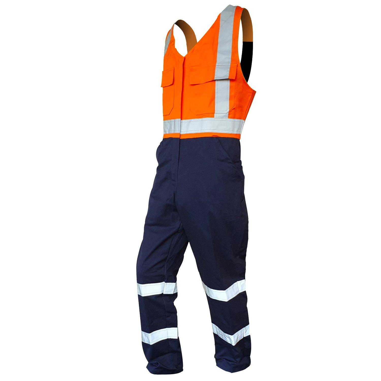 Overall Action Bib, 300Gsm Cotton, Orange/Navy,D/N-Size 6