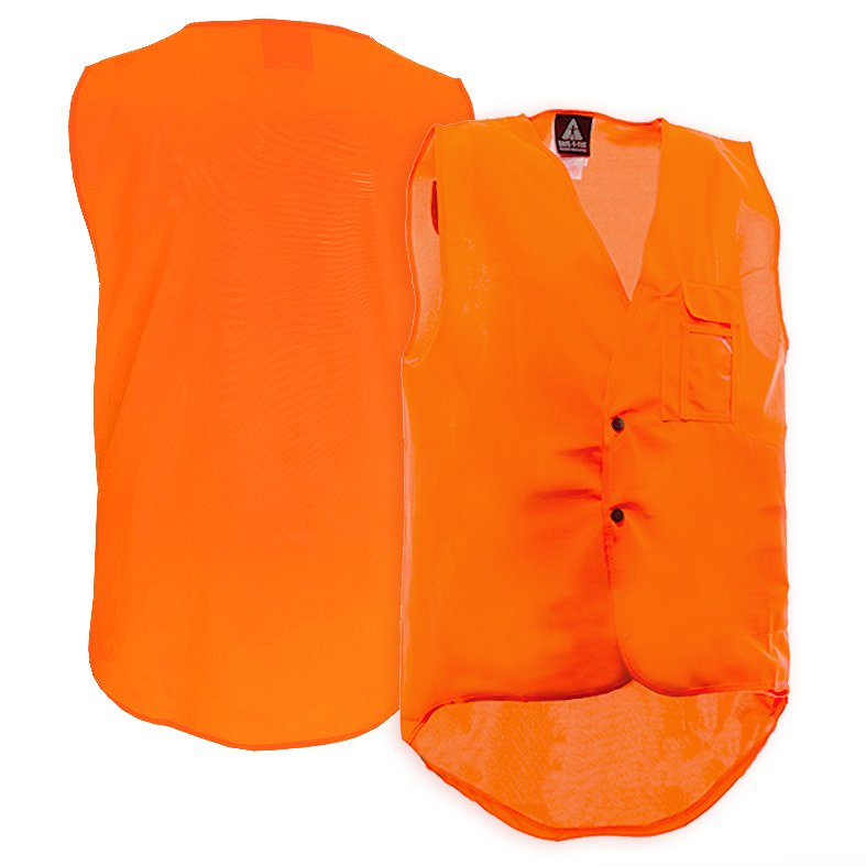 Hi-Vis Vest, Domed, Day Only, Orange-Size 2Xl