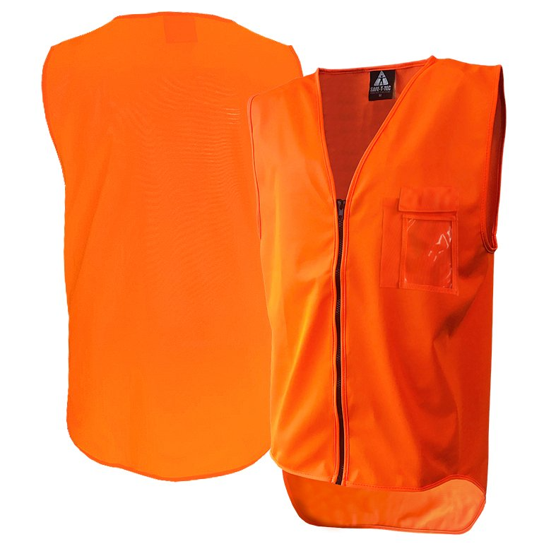 Hi-Vis Vest, Day Only, Zip, Orange-Size Xl