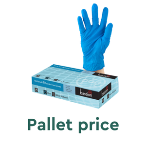 Bastion Nitrile Soft Blue P/F Gloves Medium - UniPak - Pallet 60 cartons