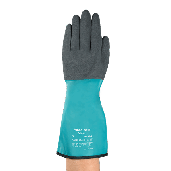 Ansell AlphaTec 58-201 Nitrile-Coated Gloves for Heat, Cold, and Chemical Protection – Extremely Versatile - XL