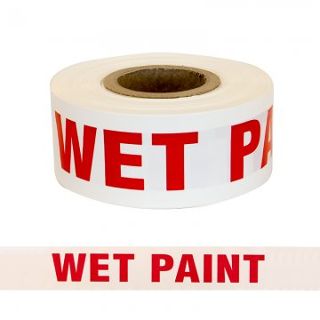 Tape "WET PAINT" Red on White, 75mm x 250m - Esko