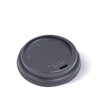 8oz (80mm) Smooth Hot Cup Lid Black Fits: 80mm cup   - Detpak