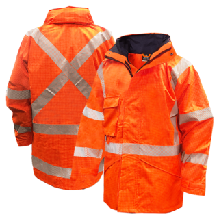 Hi Vis-Rain Jacket ,Flame Retardant, Orange Ttmc-Size Xl