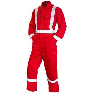 Fr Overall, 240 Gsm.88/12 11 Cal, Red With Tape-Size 7