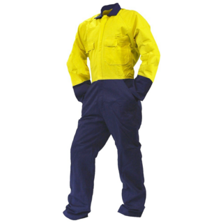Overall Ls, 300Gsm Cotton, Yellow/Navy Do-Size 14