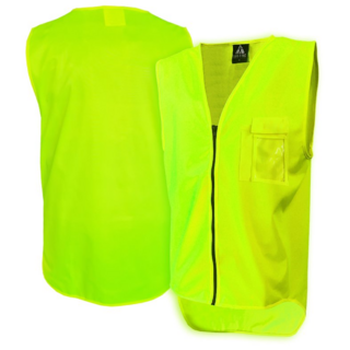Hi-Vis Vest,  Day Only, Zip, Yellow-Size M