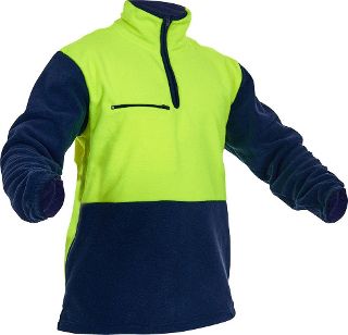 Caution hi-vis day-only polar fleece half-zip tunic, yellow/navy, size 2XL